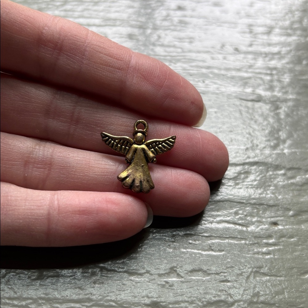 Gold Angel Necklace Charm Pendant 1" Tall